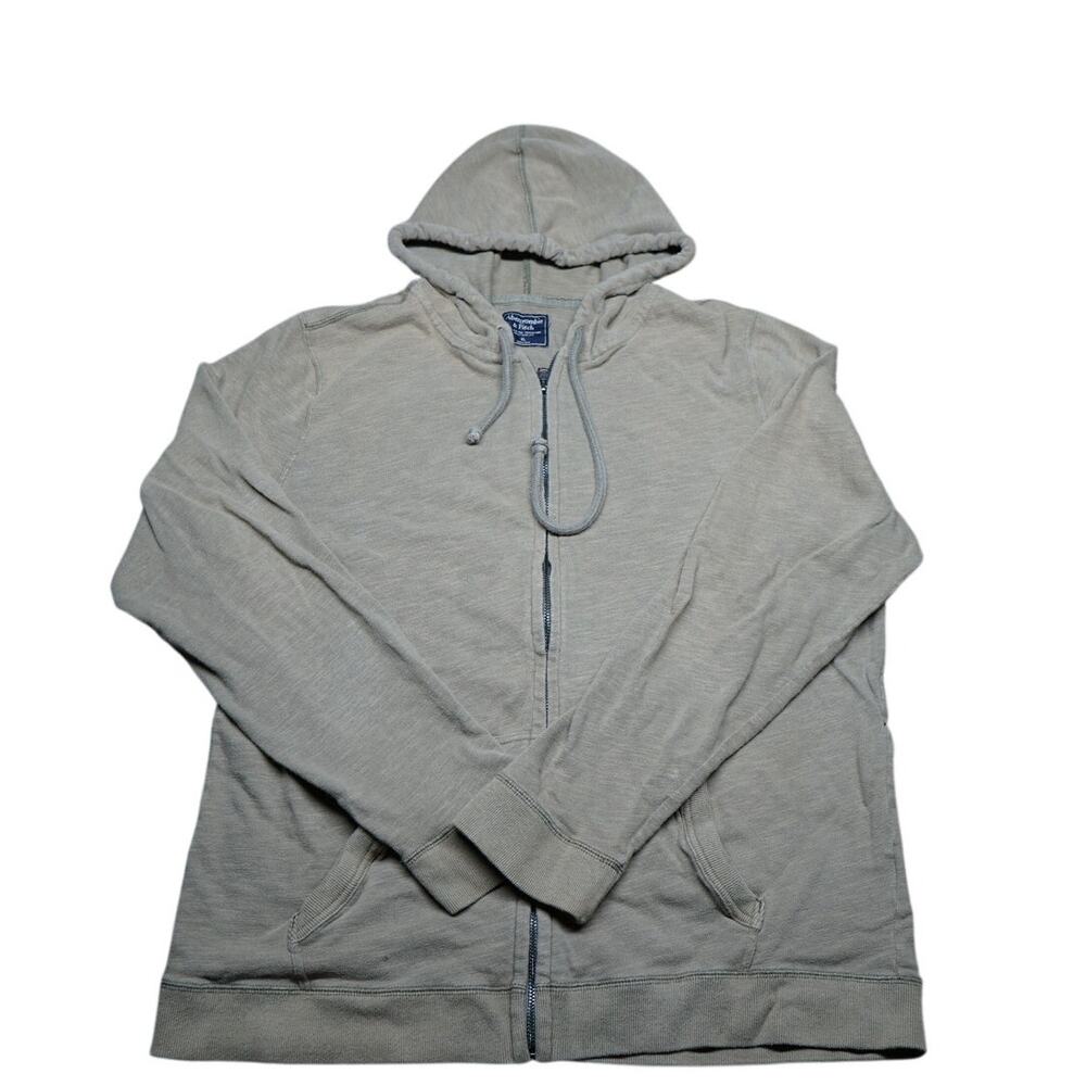 Abercrombie & Fitch Full Zip Hoodie Beige Tan Mens XL Lightweight Sweatshirt